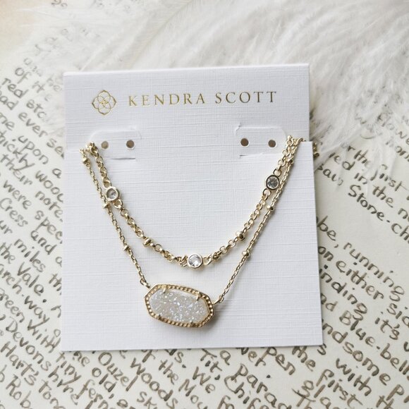 Kendra Scott Elisa Iridescent Drusy Gold Necklace - Picture 1 of 4
